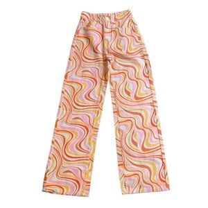 Jeans Womens Extra Small Yellow Red Pink Wide Leg High Rise Casual Denim 24X30.5